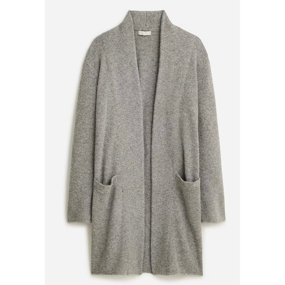 J.Crew Cocoon Sweater Blazer Heather Gray Merino Alpaca Oversized BV772 Womens L